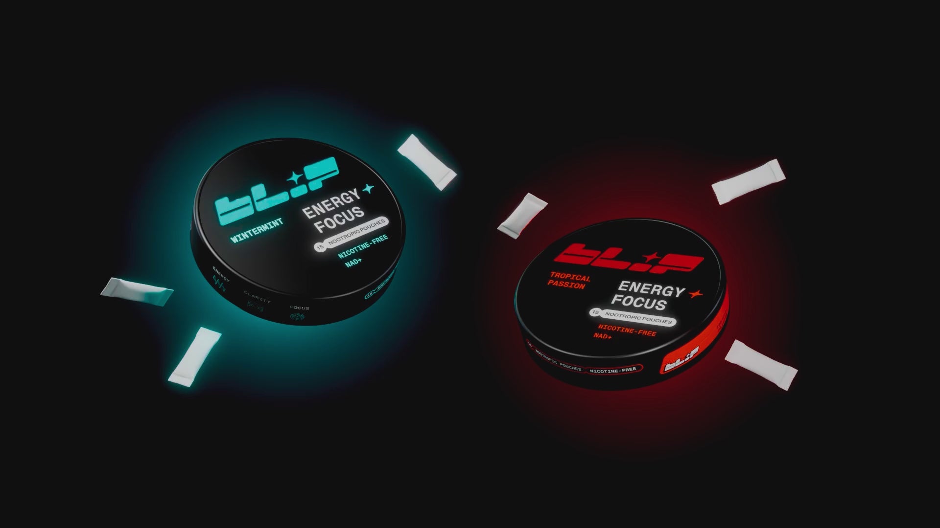 Load video: blip nootropic energy pouches, focus pouches, nicotine-free pouches, caffeine-free